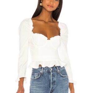 Majorelle Corie Top - White Ruffled Long-Sleeve Bustier Blouse with Tags XXS